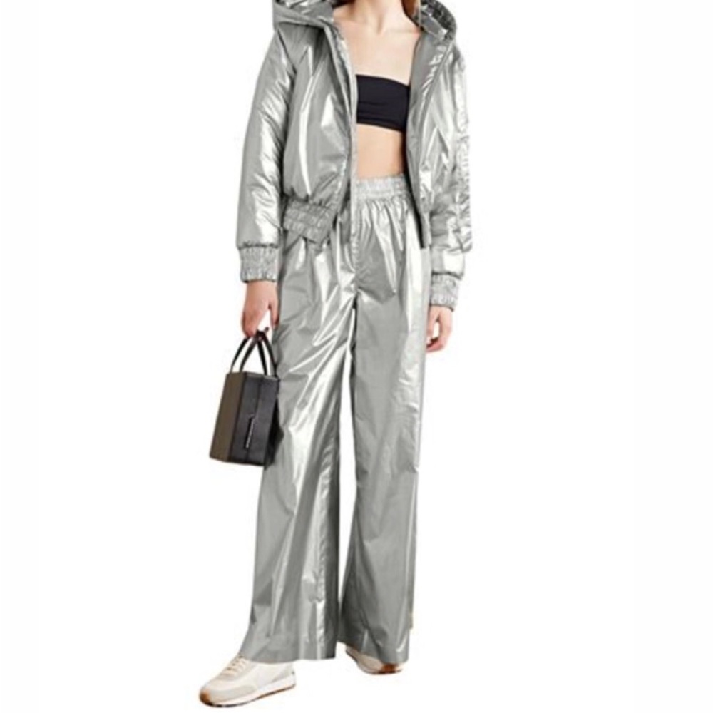 *NEW* Norma Kamali Silver Nylon Ripstop Elephant Pant (Sz M)